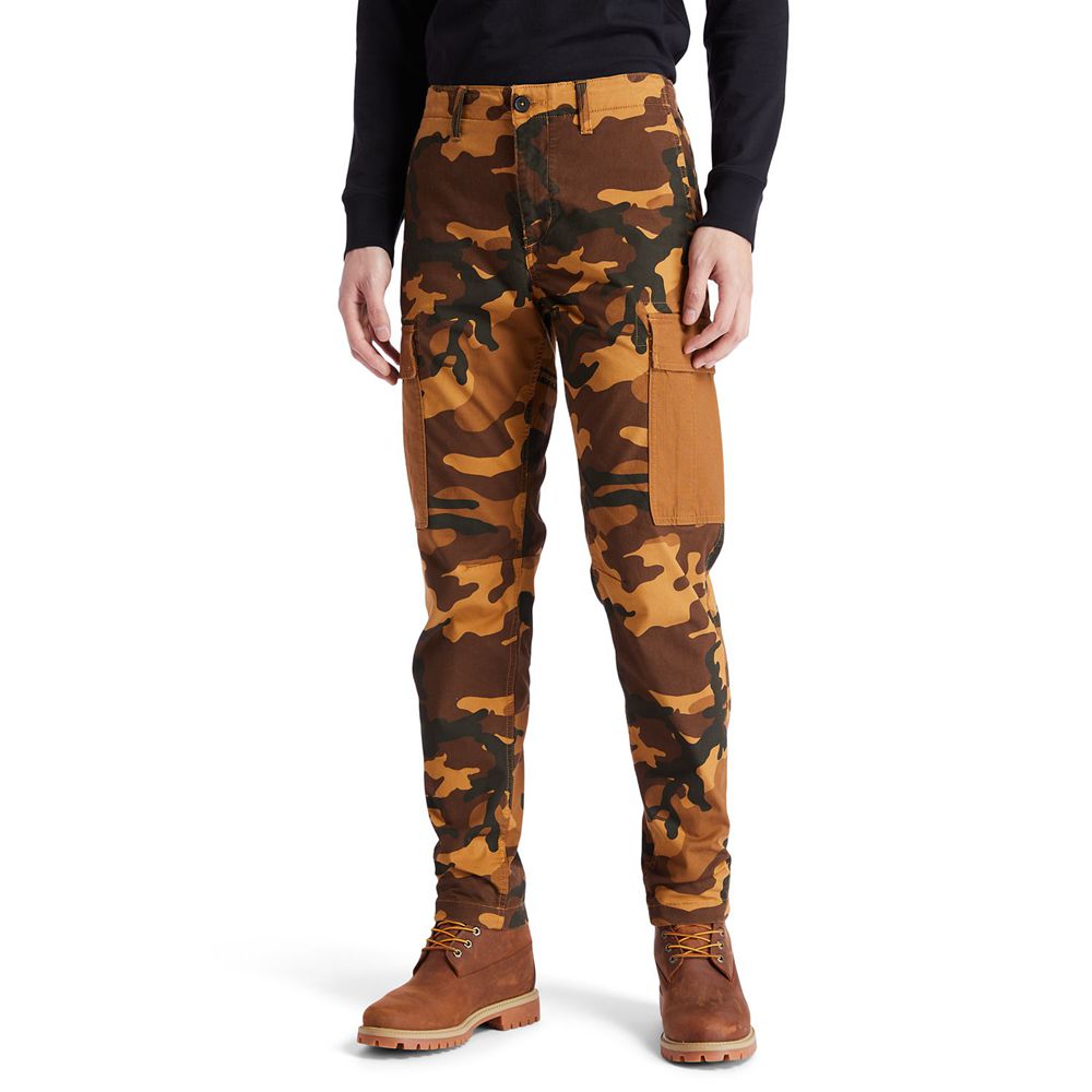 Timberland Mens Pants Lovell Lake Slim Tapered Camo Cargo - Brown - India CJ3806492